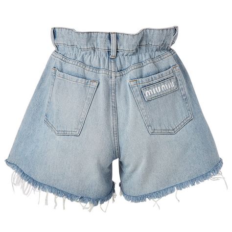 miu miu paperbag shorts|Natural Denim Shorts .